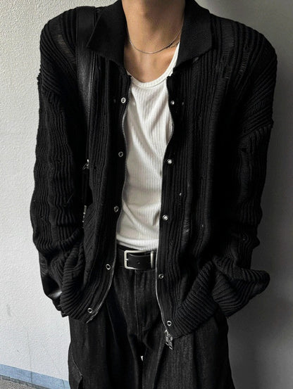 Mohair High Neck Cardigan