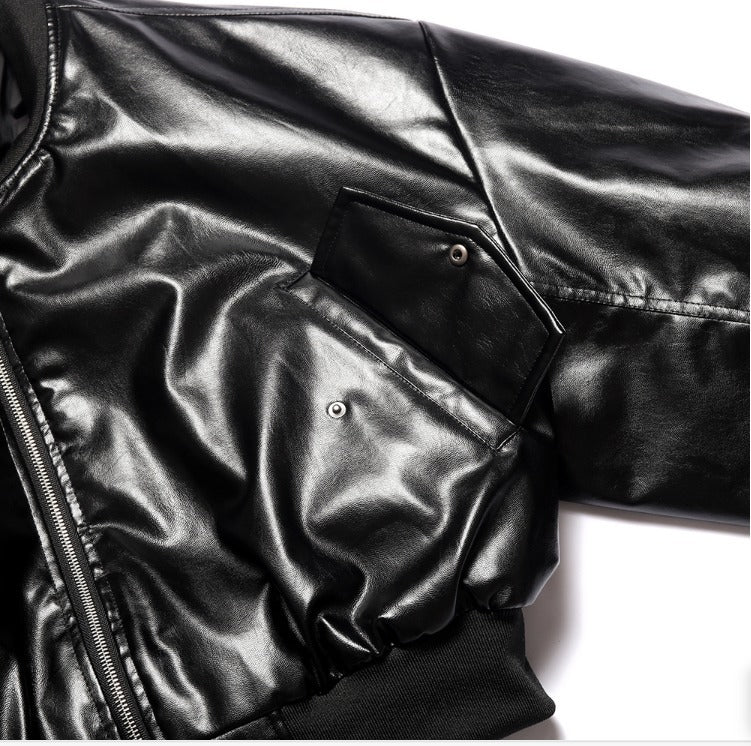 Dominic Vegan Leather Crop Aviation Jumper