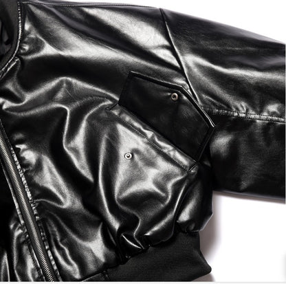 Dominic Vegan Leather Crop Aviation Jumper