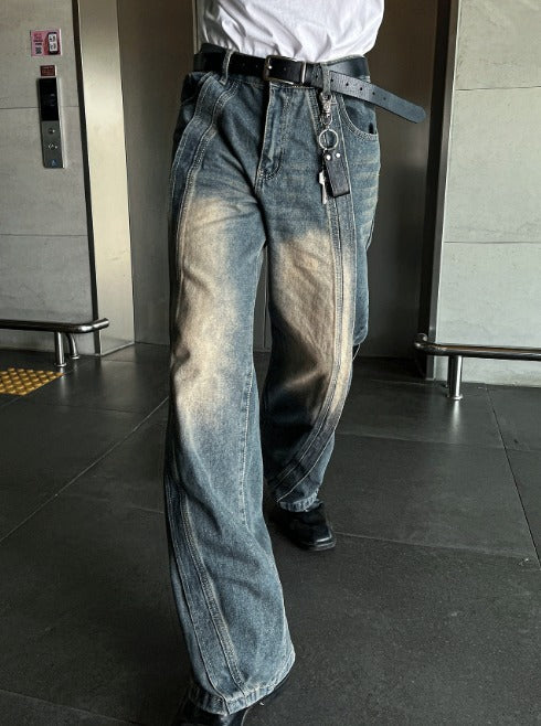 Shabby Banding Wave-Washed Denim