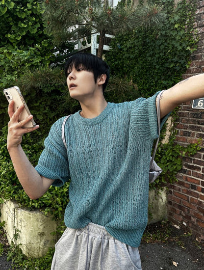 Fescale Boucle Round Short Sleeve Knit