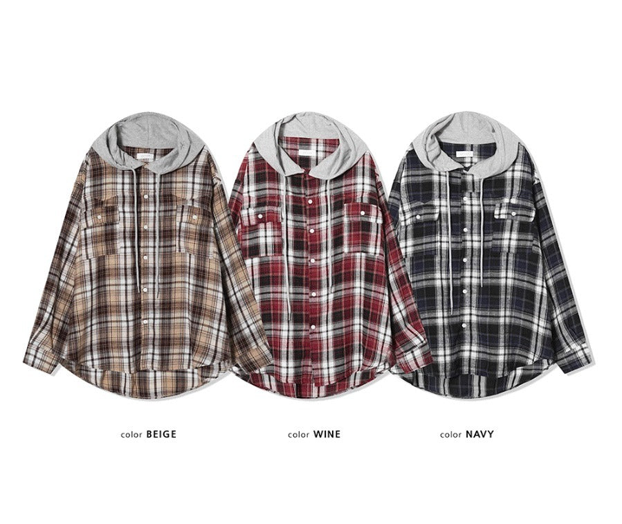 Western Checkered Hooded Shirt