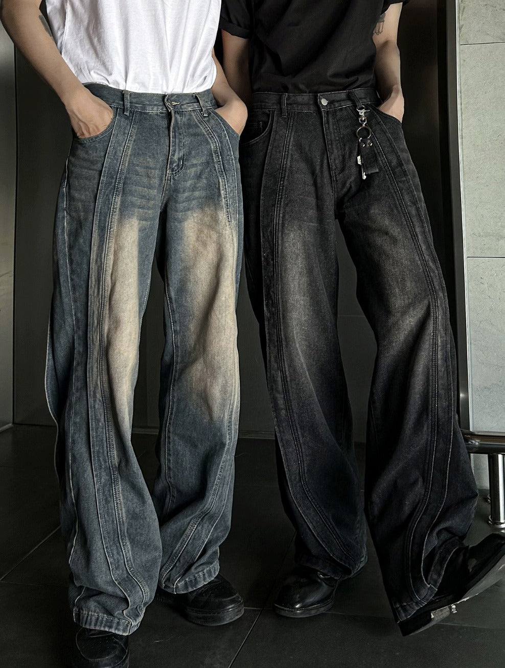 Shabey Banding Wave Washing Denim
