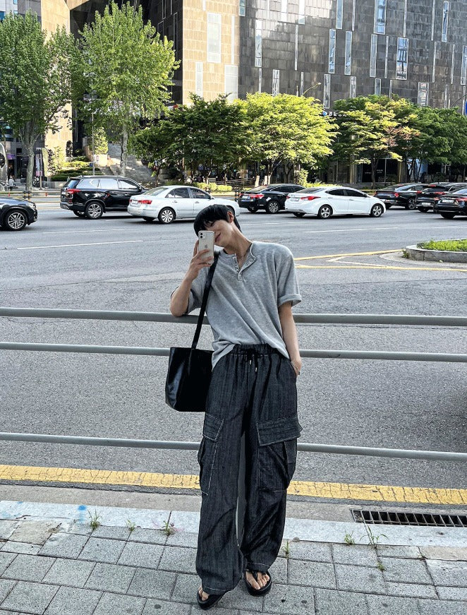 Rashkan Waffle Henley Neck Short Sleeve