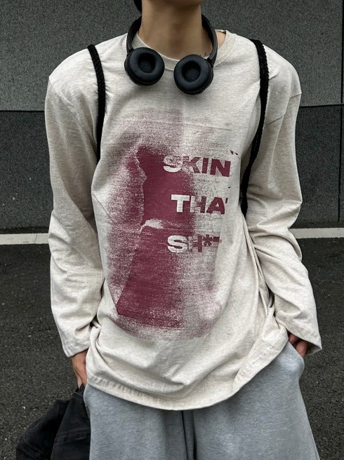Secret Printing Long Sleeve Loose Fit T-shirt