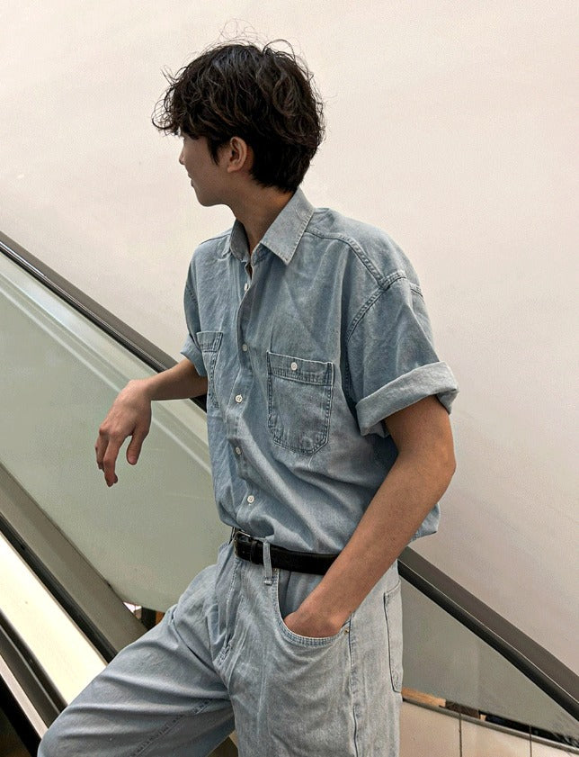 Summer Semi-Wide Denim Pants