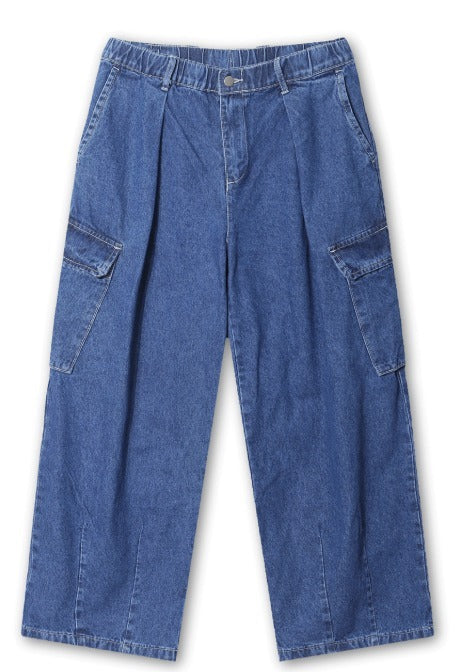 Balloon Stitch Cargo String Denim Pants