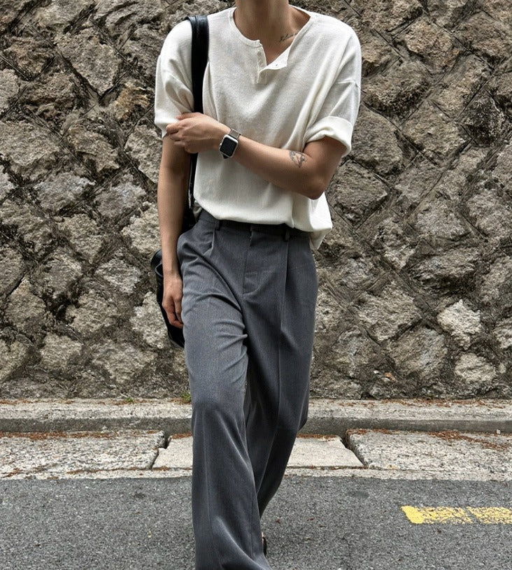 Ocean Henley Short Sleeve Knit