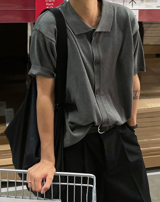 Cardigan-Style Short Sleeve Knit