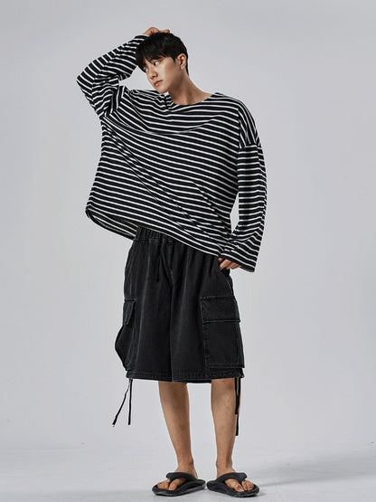 Shallow Stripe Oversized Long Sleeve Tee