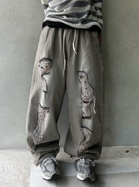 vintage ballon demage denim pants