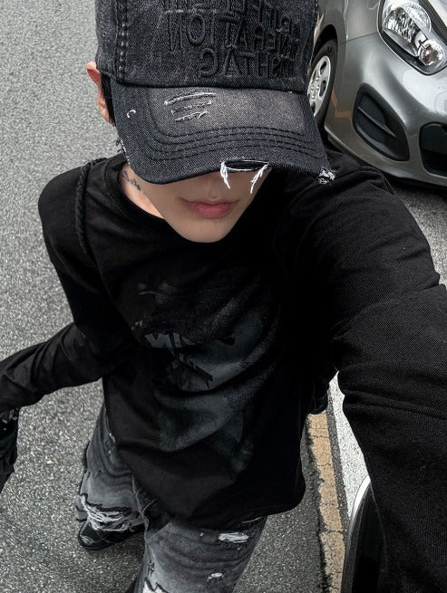 Secret Printing Long Sleeve Loose Fit T-shirt