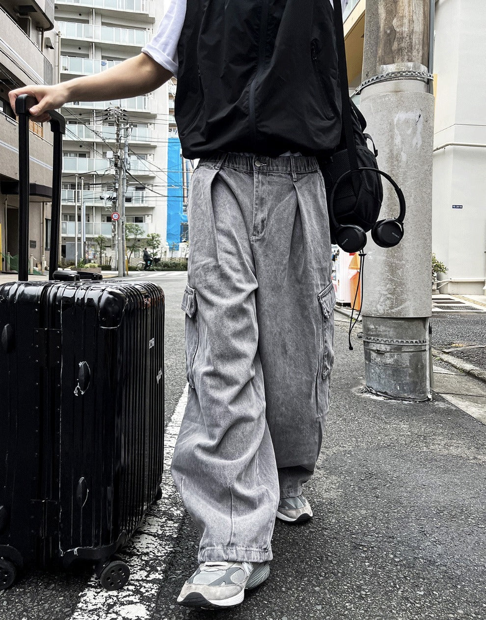 Pigment Balloon stitch Cargo Denim Pants