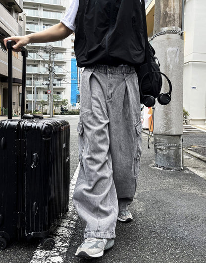 Pigment Balloon stitch Cargo Denim Pants