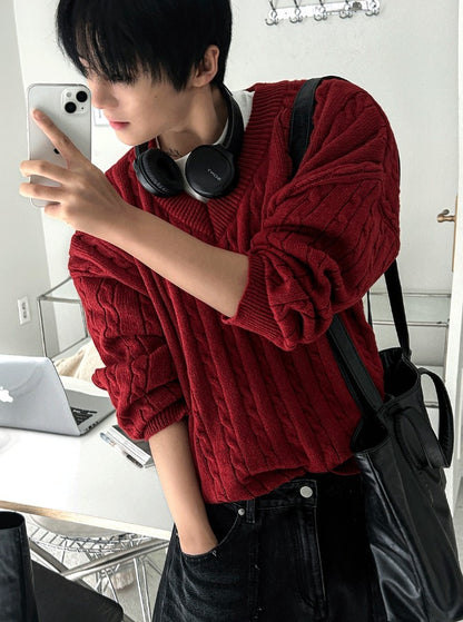 cliff twist V-neck knit
