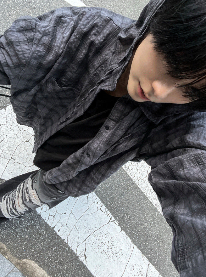Aaron Linen Checke Hooded Shirt