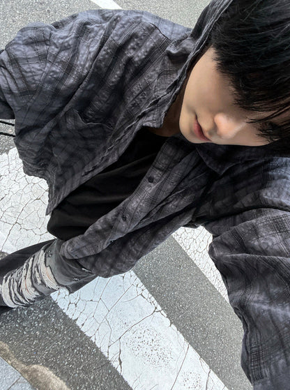 Aaron Linen Checke Hooded Shirt