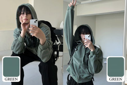 Pigment Washing Hoodie Zip-up