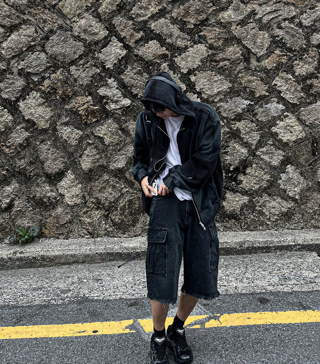 cargo wide bermuda denim short pants