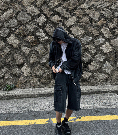 cargo wide bermuda denim short pants