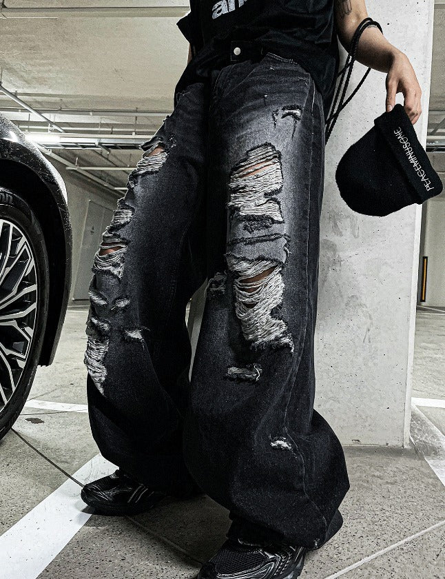 Denim Destroyed Pants