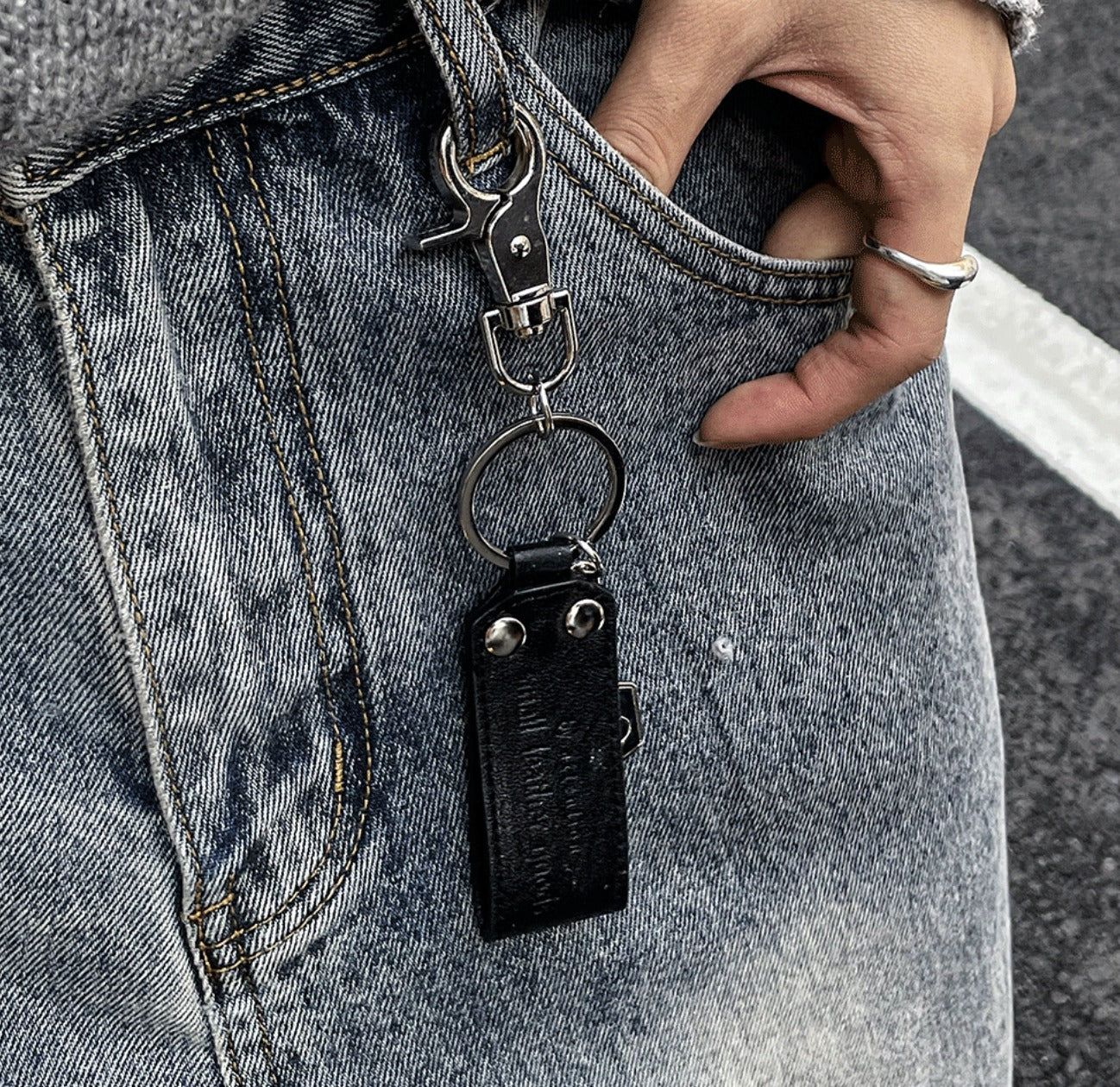 Real Leather Keyring