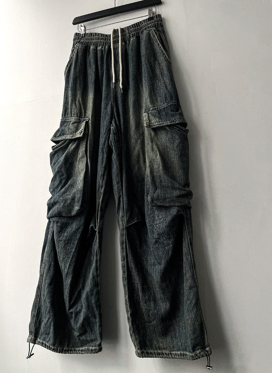 Summer Cool Cargo Banding Denim Pants