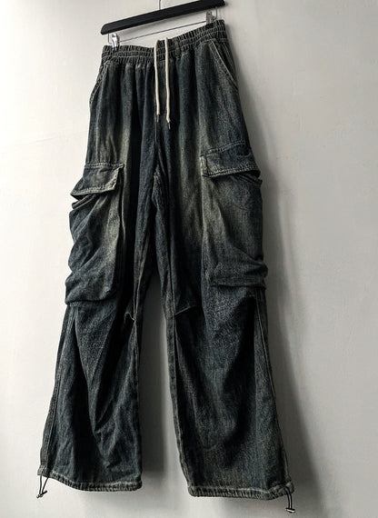 Summer Cool Cargo Banding Denim Pants