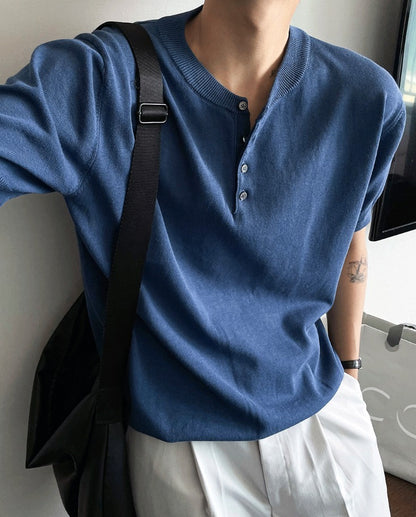 Cooling Linen Henley Short Sleeve