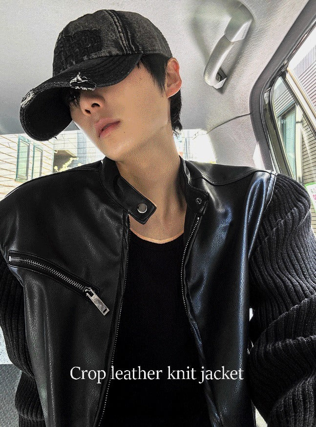 Deep black knit suede jacket [Deep black]