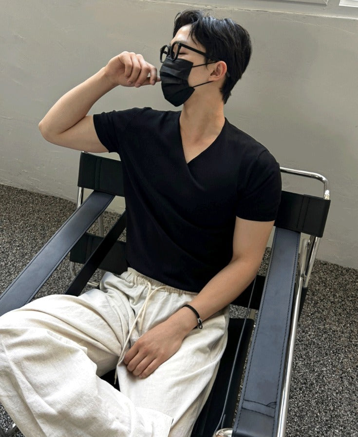 Ice Tencel V-Neck Short Sleeve Knit
