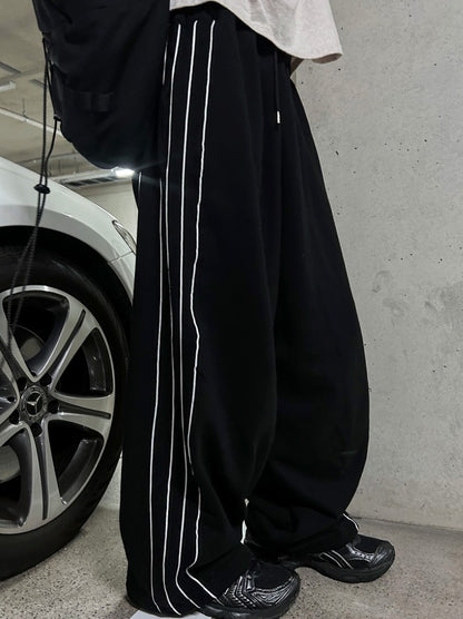 Piping Wide Sweat Sweat Pants