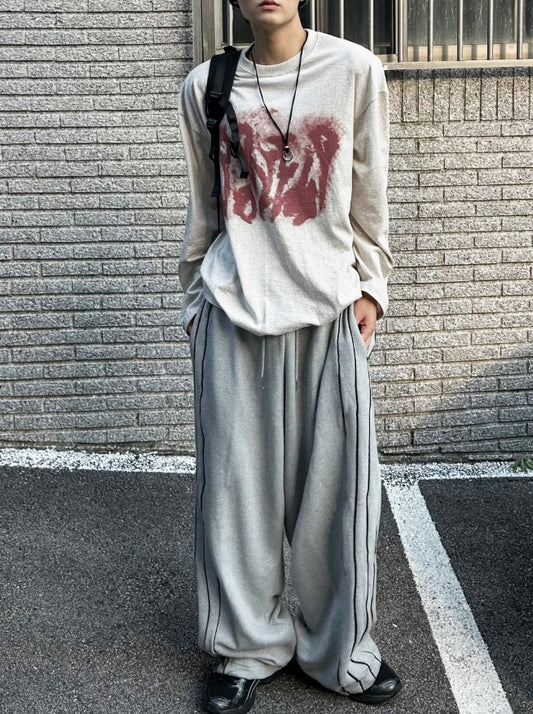 Piping Wide Sweat Sweat Pants