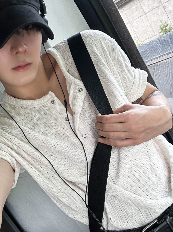 Beloa Golgi Henley Neck Short Sleeve