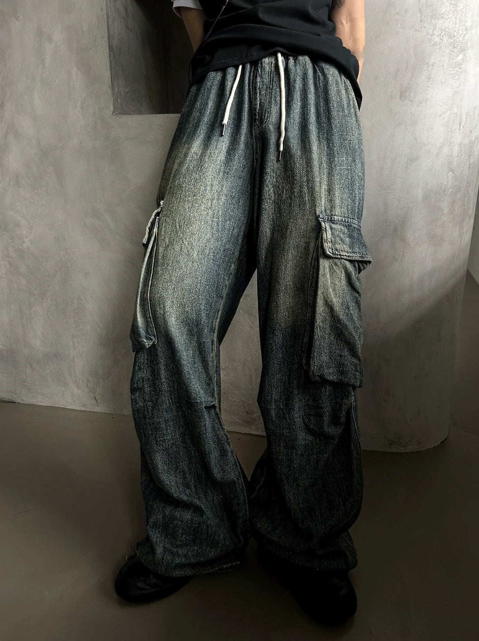 Summer Cool Cargo Banding Denim Pants