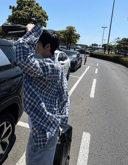 two-pocket checkered tartan shirt
