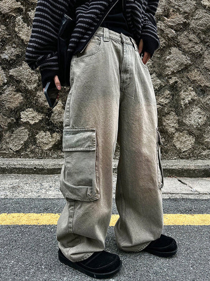 millat wide vintage cargo denim pants