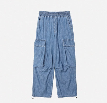 Summer Cool Cargo Banding Denim Pants