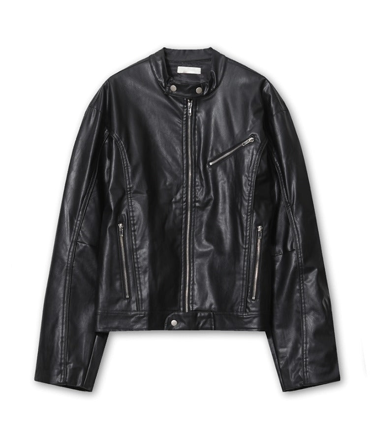 black up China leather jacket