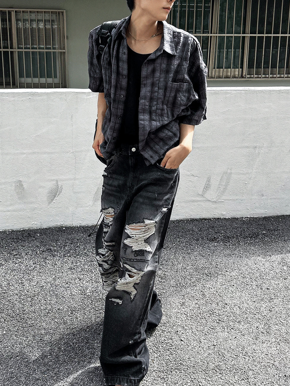Parun Check Linen Short Sleeve Shirt
