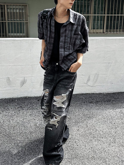 Parun Check Linen Short Sleeve Shirt