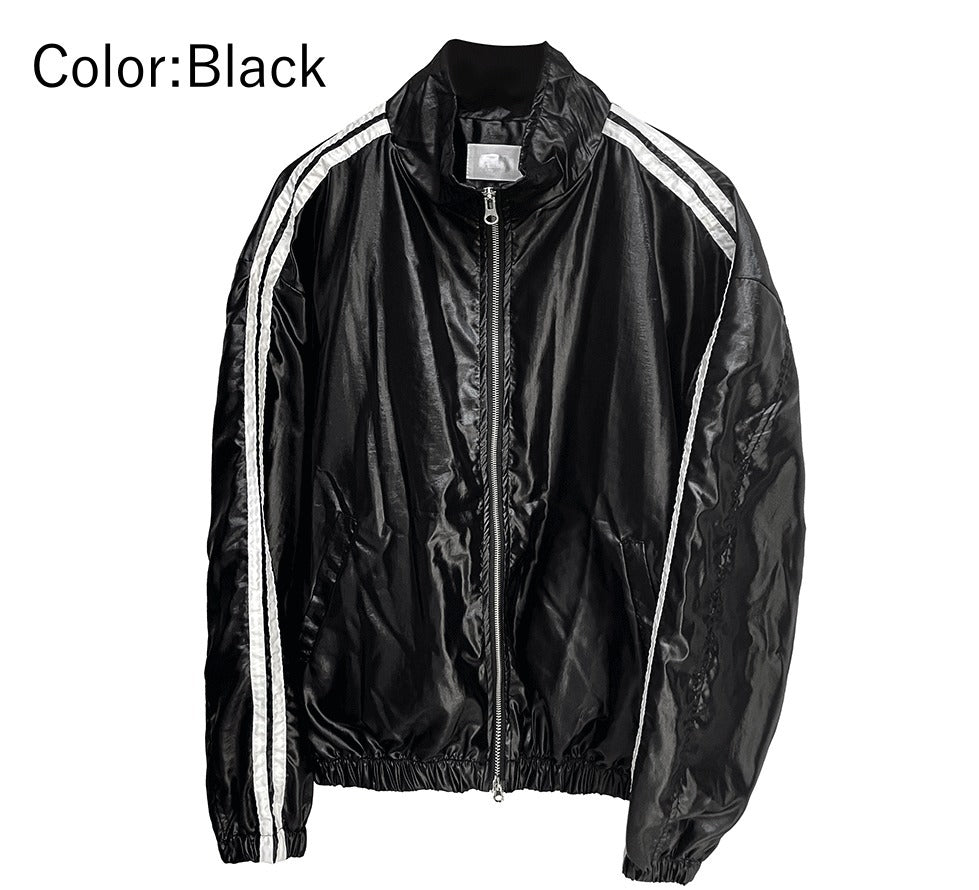 glossy track windbreaker
