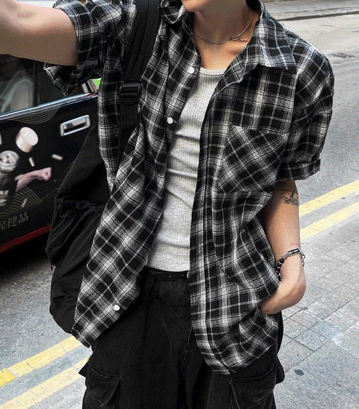Thin Check Dark & Light Short-Sleeve Shirt