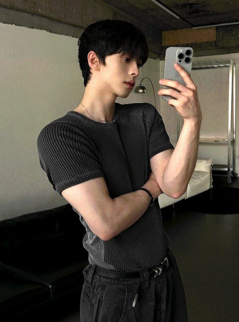 Pigment Muscle Fit Short Sleeve Knit
