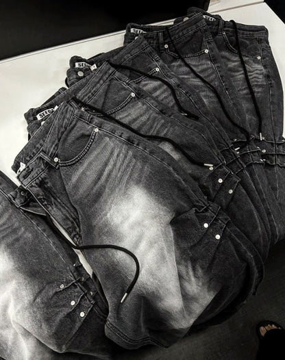 Riveted Pleated Denim