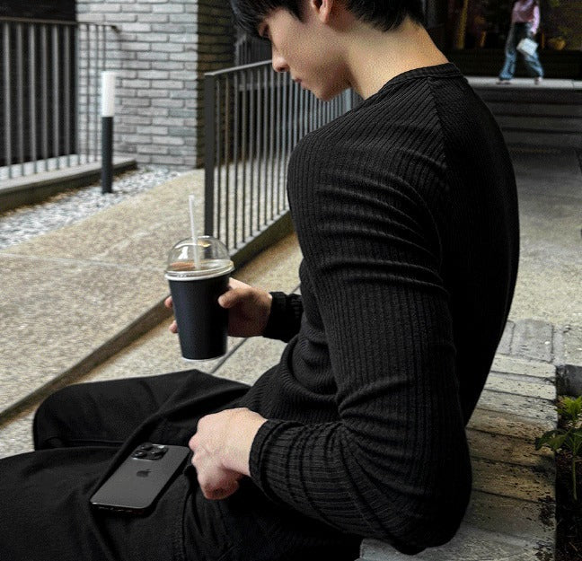 Muscle Fit Raglan Ribbed Knit