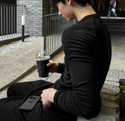 Muscle Fit Raglan Ribbed Knit