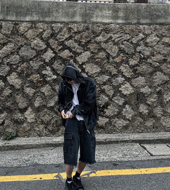 cargo wide bermuda denim short pants