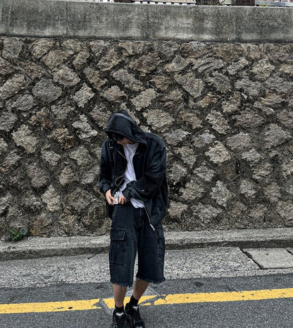 cargo wide bermuda denim short pants
