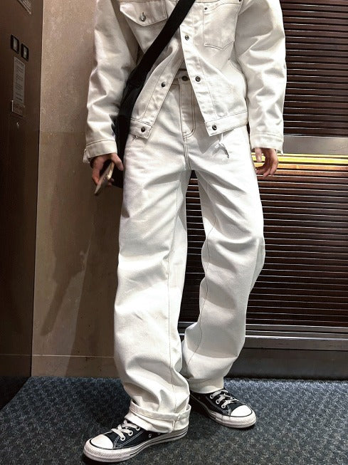 Non-fade White Denim Pants